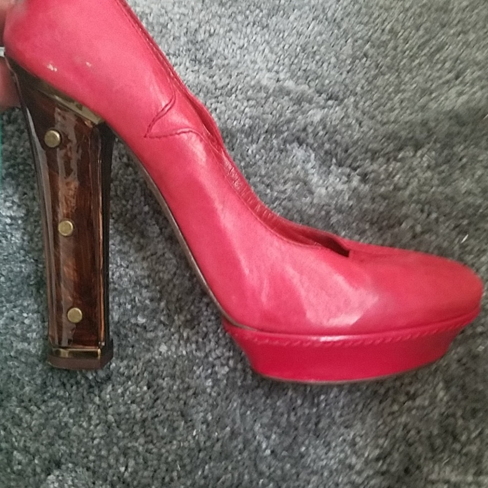 John Galliano red pumps with brown heel - Picture 9 of 9